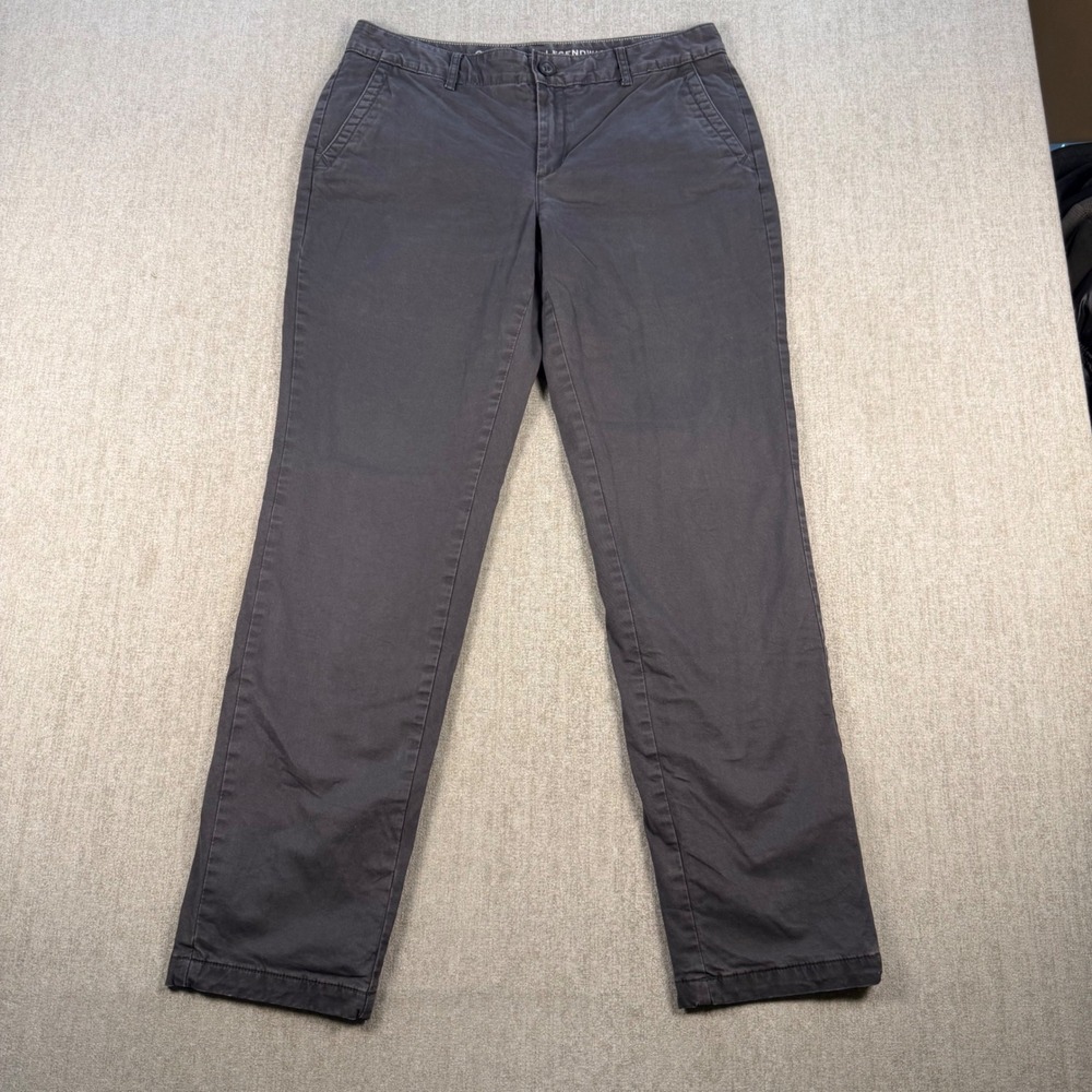 Eddie Bauer Flannel Lined Chinos Women 10 Gray Legendwash Boyfriend Relaxed Leg